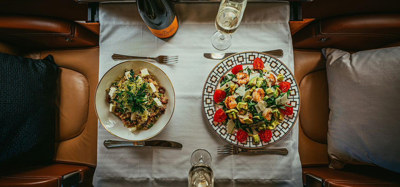 Personalized catering service on a private jet