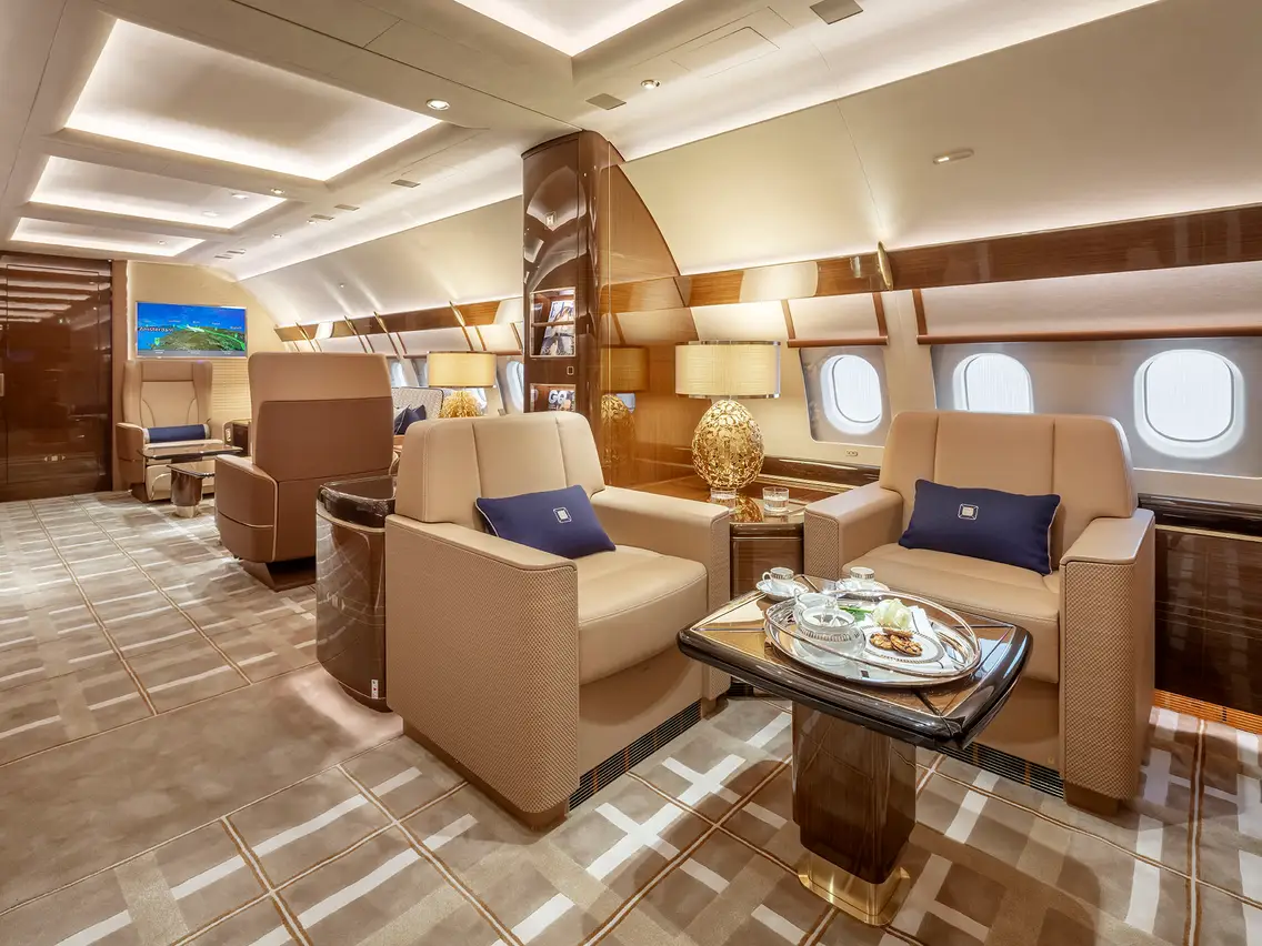 Switzerland: ZÃ¼rich Airport: a Luxury Private Aircraft Interior Design  Stock Photo - Image of travelling, switzerland: 190114208